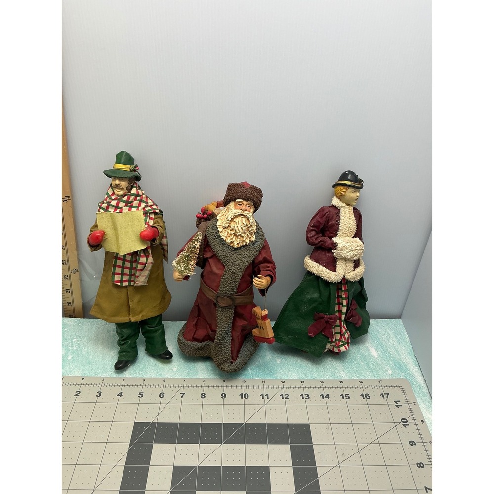 Vintage 1987 Possible Dreams Clothtique Santa and Carolers Figurine Set of 3